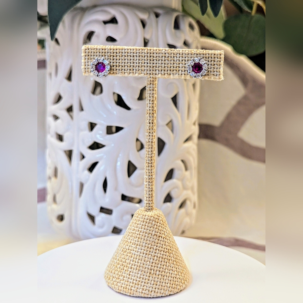 Ruby & Clear CZ Earrings